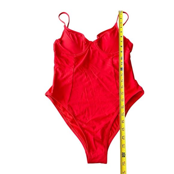 Good American M Showoff Underwire One Piece Swimsuit Bright Poppy Red‎ New - Picture 10 of 12